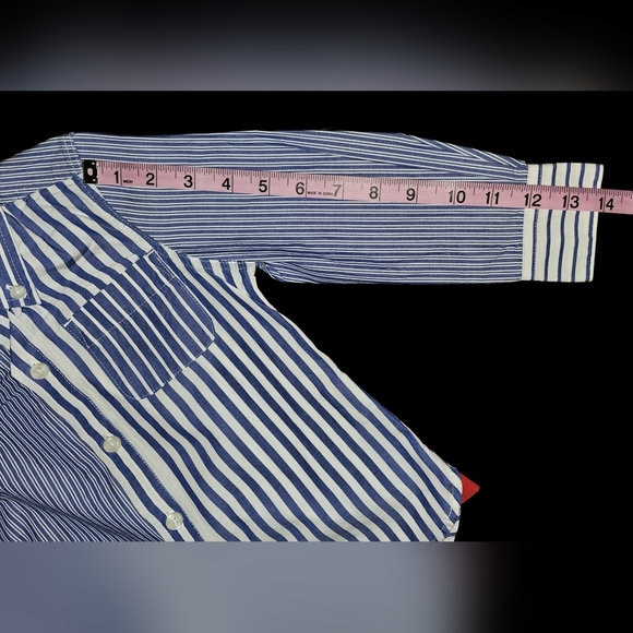 Mini Boden Toddler Boys Blue White Striped Button Shirt Cotton Top Sz 2-3Y - Picture 10 of 13